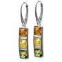 Sterling Silver Multicolor Amber Earrings Necklace Set 18 Inches