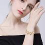 EVER FAITH Austrian Crystal Ivory Color Simulated Pearl Bridal Leaf Link Bracelet Clear