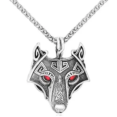 Red Eyes Wolf Head Amulet Pendant, LOYEH Alloy Norse Animal Viking Power Norse Necklace for Men Women Gift Jewelry 1.5 inches Red Eyes Wolf Head Amulet Pendant, LOYEH Alloy Norse Animal Viking Power Norse Necklace for Men Women Gift Jewelry 1.5 inches