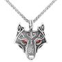 Red Eyes Wolf Head Amulet Pendant, LOYEH Alloy Norse Animal Viking Power Norse Necklace for Men Women Gift Jewelry 1.5 inches