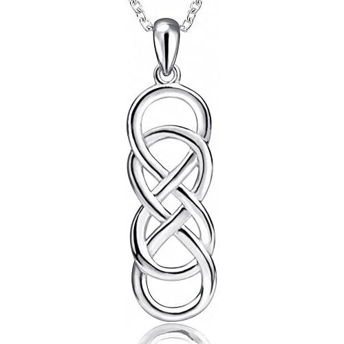 APOTIE Celtic Infinity Necklace for Women - 925 Sterling Silver CZ Infinite Pendant Eternal Jewelry Gifts for Girlfriend Wife