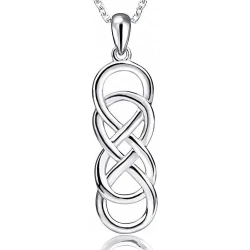 APOTIE Celtic Infinity Necklace for Women - 925 Sterling Silver CZ Infinite Pendant Eternal Jewelry Gifts for Girlfriend Wife