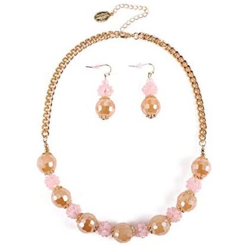 Niumike Charm Crystal Statement Choker Necklace and Earrings Women Pendant Costume Jewelry Sets