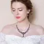 EleQueen Womens Bridal CZ Multi Teardrop Statement Necklaces Dangle Earrings Costume Jewerly Sets