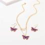 D.Rosse Boho Blue Monarch Butterfly Pendant Necklace Purple Unique Insect Dangle Drop Earrings Jewelry Set Birthday Gift for Women Girls
