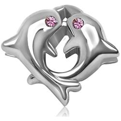 JMQJewelry Small Dolphin Love Birthstone Eyes Charms for Bracelets Mothers Grands Sister Gifts