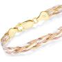 Miabella Tri-Color 18K Gold Over 925 Sterling Silver Italian 6-Strand 7mm Braided Herringbone Chain Bracelet for Women Teen Girls 6.5, 7.25, 8 Inch Italy