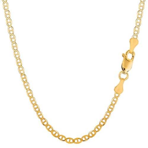 The Diamond Deal Unisex 14K SOLID Yellow Gold 3.2mm Shiny Mens Mariner-Link Chain Necklace or Bracelet Bangle for Pendants and Charms with Lobster-Claw Clasp (7'' 10'', 16'', 18'' 20'' 22'' or 24 inch)