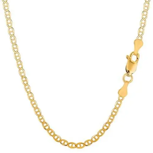 The Diamond Deal Unisex 14K SOLID Yellow Gold 3.2mm Shiny Mens Mariner-Link Chain Necklace or Bracelet Bangle for Pendants and Charms with Lobster-Claw Clasp (7 The Diamond Deal Unisex 14K SOLID Yellow Gold 3.2mm Shiny Mens Mariner-Link Chain Necklace or Bracelet Bangle for Pendants and Charms with Lobster-Claw Clasp (7