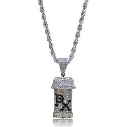 LC8 Jewelry Hip Hop PX Design Z Capsule Medicine Pill Holder Container Pendant Cremation Urn Necklace with 24 Inch Stainless Steel