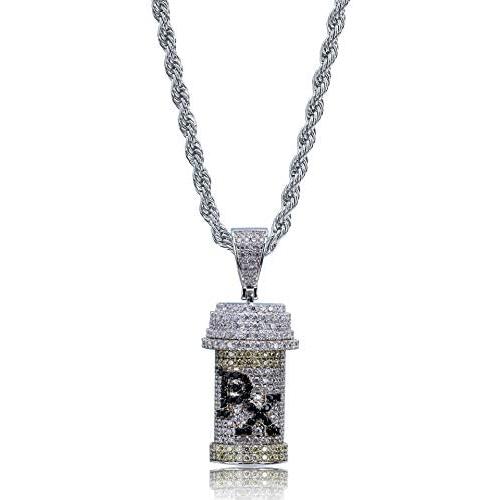 LC8 Jewelry Hip Hop PX Design Z Capsule Medicine Pill Holder Container Pendant Cremation Urn Necklace with 24 Inch Stainless Steel