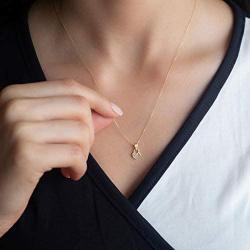 Gelin 14k Solid Gold Heart Shaped Lock Key Chain Necklace - Small Jewelry for Women, 18 Inch