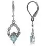 Silvershake 1.1ct. Genuine Heart Shape Blue Topaz 925 Sterling Silver Claddagh Leverback Earrings