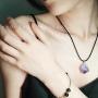 Natural Amethyse Crystal Pendant Necklace for Women Men Raw Amethyst Crystal Cluster Chakra Stones Energy Healing Crystals Necklace Reiki Chakra Meditation Therapy