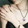 Natural Amethyse Crystal Pendant Necklace for Women Men Raw Amethyst Crystal Cluster Chakra Stones Energy Healing Crystals Necklace Reiki Chakra Meditation Therapy