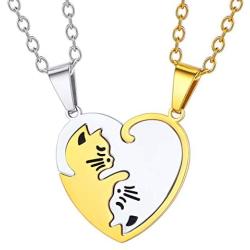 FaithHeart Yin Yang Necklace, Personalized Engraving Stainless Steel/18K Gold Plated Puzzle Pendant Jewelry for Couples with Adjustable Rolo Chain
