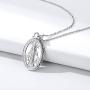 Nofade Silver Personalized Virgin Mary Necklace 925 Sterling Silver Religious Christian Jewelry Oval Medal Coin Pendant Necklace for Women Men