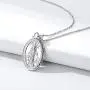 Nofade Silver Personalized Virgin Mary Necklace 925 Sterling Silver Religious Christian Jewelry Oval Medal Coin Pendant Necklace for Women Men
