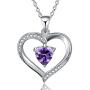 ✦Gifts for Mothers Day✦ Forever Love Heart Necklace Jewelry 18K White Gold/ Rose Gold Plated 925 Sterling Silver Birthstone Pendant Necklace with 5A Cubic Zirconia Birthday Gifts for Women and Girls