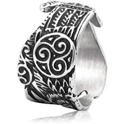 Gungneer Raven Triskele Ring Scandinavian Amulet Stainless Steel Norse Celtic Jewelry Accessory for Men Women