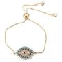 Halukakah Evil Eye Bracelet for Women,24K Real Yellow Gold Plated/Plated Platinum White Gold Finish Diamonds Multicolor Chain Size Adjustable up to 9'' Handmade Jewelry with Free Giftbox
