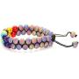 Heavstjer Yoga Chakra Bead Bracelet Double Row Natural Stone Adjustable Rope Bracelet