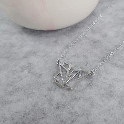 NOUMANDA Geometric Origami Squirrel Hollow Necklace Cutting Metal Animal Elements Pendant Jewelry