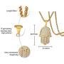 Mealguet Jewelry Gold Plated Stainless Steel Iced Out Crystal Studded Hamsa Hand of Fatima Pendant Necklace for Men with Chain