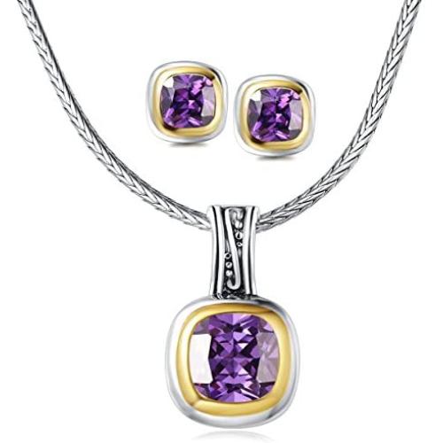 UNY Jewelry Elegant Wedding Jewelry Sets with CZ Earrings Necklace Set for Send his Wife a Gift