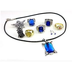 Cosplay Black Butler Ciel Sebastian Ring Necklace Earring Studs Set by HiRudolph