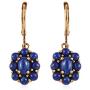 Shop LC Karis Real 14K Yellow Gold ION Plated Oval Blue Lapis Lazuli Lever Back Flower Dangle Drop Earrings Fashion Prom Jewelry Mothers Day Gifts