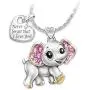 RTY Inspirational Gift Never Forget That I Love You Necklace Earrings Animal Jewelry Lucky Elephant Love Heart Pendant Necklace for Mom Wife Girlfriend