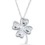Irish Shamrock Lucky Charm Pave CZ Four Leaf Clover Pendant Necklace For Women For Teen 925 Sterling Silver