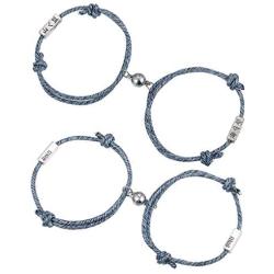 FUTTMI Couple Bracelets -Mutual Attraction Rope Braided Couple Bracelets for Women Men Magnetic Charm Bracelets Handmade Adjustable Vows of Eternal Bracelets Gift Jewelry