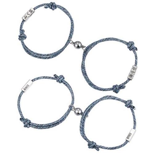FUTTMI Couple Bracelets -Mutual Attraction Rope Braided Couple Bracelets for Women Men Magnetic Charm Bracelets Handmade Adjustable Vows of Eternal Bracelets Gift Jewelry