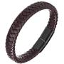 FIBO STEEL 3 Pcs Magnetic-Clasp Braided Leather Bracelets for Men Wrap Leather Wrist Cuff Bangle Bracelets 8.3-8.7in