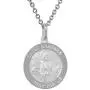 Sterling Silver St Barbara Medal Necklace 3/4 inch Round Italy 0.8mm Chain