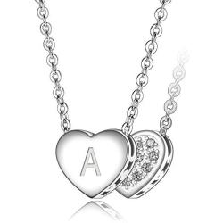 ELEGANZIA Initial Necklaces Heart Necklaces For Women 26 Letter Necklace For Women Jewelry For Teen Girls Heart Necklace For Girls Sterling Silver A-Z Initial Letter Pendant Necklace Girls Jewelry