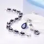 GULICX Womens Silver Jewelry Set Sapphire-color/Ruby-color Charm Tennis Bracelets Chains Drop Zirconia Earrings