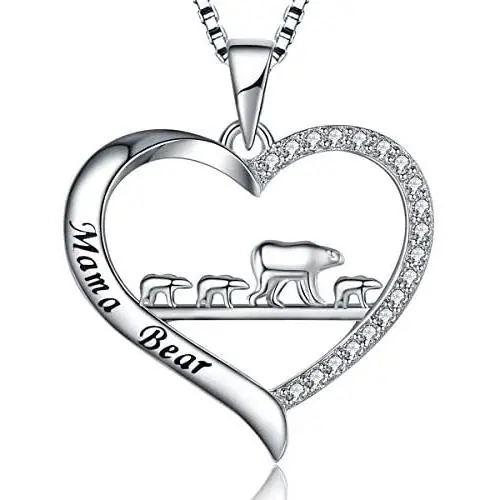 MUATOGIML 925 Sterling Silver Love Heart Pendant Mama Bear Panda Elephant Sloth Animal Necklace Mother Son Daughter Jewelry Gifts for Women Mom Family MUATOGIML 925 Sterling Silver Love Heart Pendant Mama Bear Panda Elephant Sloth Animal Necklace Mother Son Daughter Jewelry Gifts for Women Mom Family