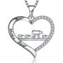 MUATOGIML 925 Sterling Silver Love Heart Pendant Mama Bear Panda Elephant Sloth Animal Necklace Mother Son Daughter Jewelry Gifts for Women Mom Family