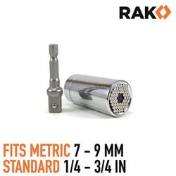 RAK Universal Socket Grip (7-19mm) Multi-Function Ratchet Wrench Power Drill Adapter 2Pc Set - Tool for Men, DIY Handyman, Father/Dad, Husband, Boyfriend, Him, Women