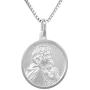 Sterling Silver Mother Mary Baby Jesus Medal Necklace 3/4 inch Round 0.8mm Chain