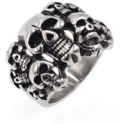 Stainless Steel Gothic Skull Vintage Antique Style Biker Rings Cocktail Party Rings Comfort Fit Size 7-11