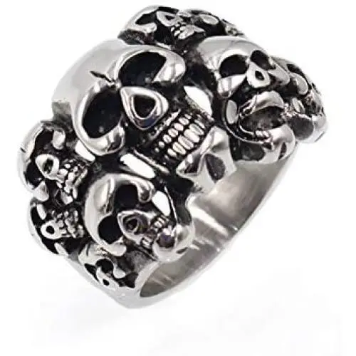 Stainless Steel Gothic Skull Vintage Antique Style Biker Rings Cocktail Party Rings Comfort Fit Size 7-11 Stainless Steel Gothic Skull Vintage Antique Style Biker Rings Cocktail Party Rings Comfort Fit Size 7-11