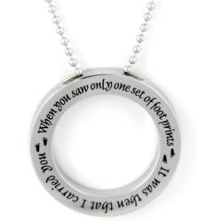 Rush Industries Footprints in The Sand Disc Necklace Pendant Charm - Footprints Prayer Necklace - 12 Step Recovery Gifts