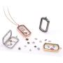 Paialco Magnetic Rectangle Glass Window Floating Locket Pendant Necklace