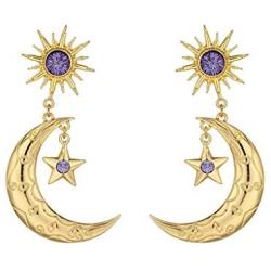 Sun Star Moon Drop Dangle Earrings for Women Girl Sun Moon Crescent Rhinestone Stud Earrings Bohemian Jewelry