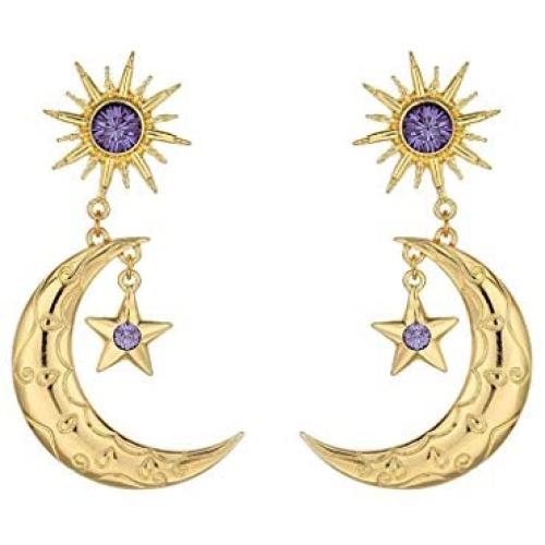 Sun Star Moon Drop Dangle Earrings for Women Girl Sun Moon Crescent Rhinestone Stud Earrings Bohemian Jewelry