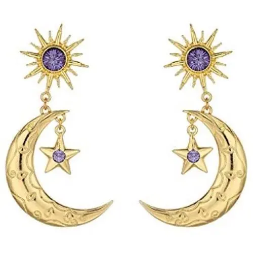 Sun Star Moon Drop Dangle Earrings for Women Girl Sun Moon Crescent Rhinestone Stud Earrings Bohemian Jewelry